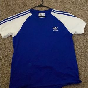 blue and white adidas shirt